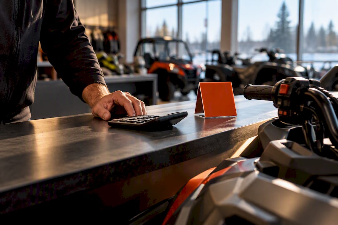 Dealer pricing counter with ATV detail