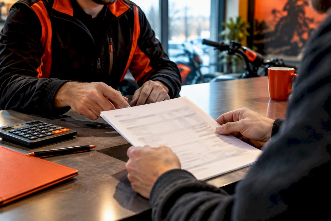 Buyer reviewing an ATV purchase quote