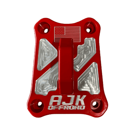 Polaris Pro R / Turbo R Billet Radius Rod Plate / Pull Plate  AJK Offroad Close Up Product Image of Plate in Red