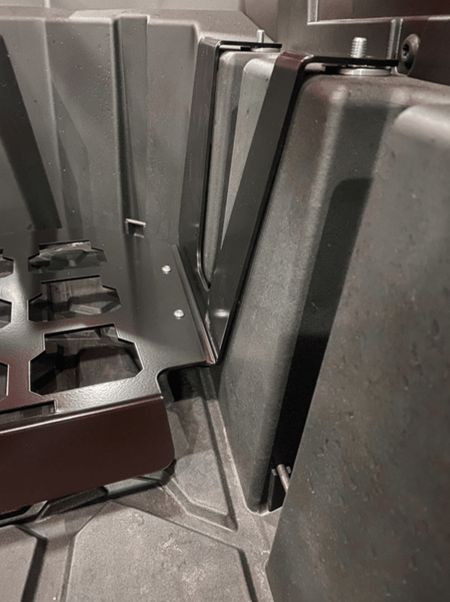 Polaris RZR PRO XP / Turbo R Packout Mount by AJK Offroad Close Up of Where the Mount is Secured by Screws