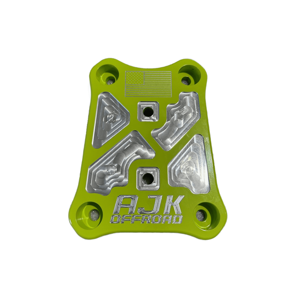 Polaris Pro R / Turbo R Billet Radius Rod Plate / Pull Plate by AJK Offroad Rod Plate in Lifted Lime