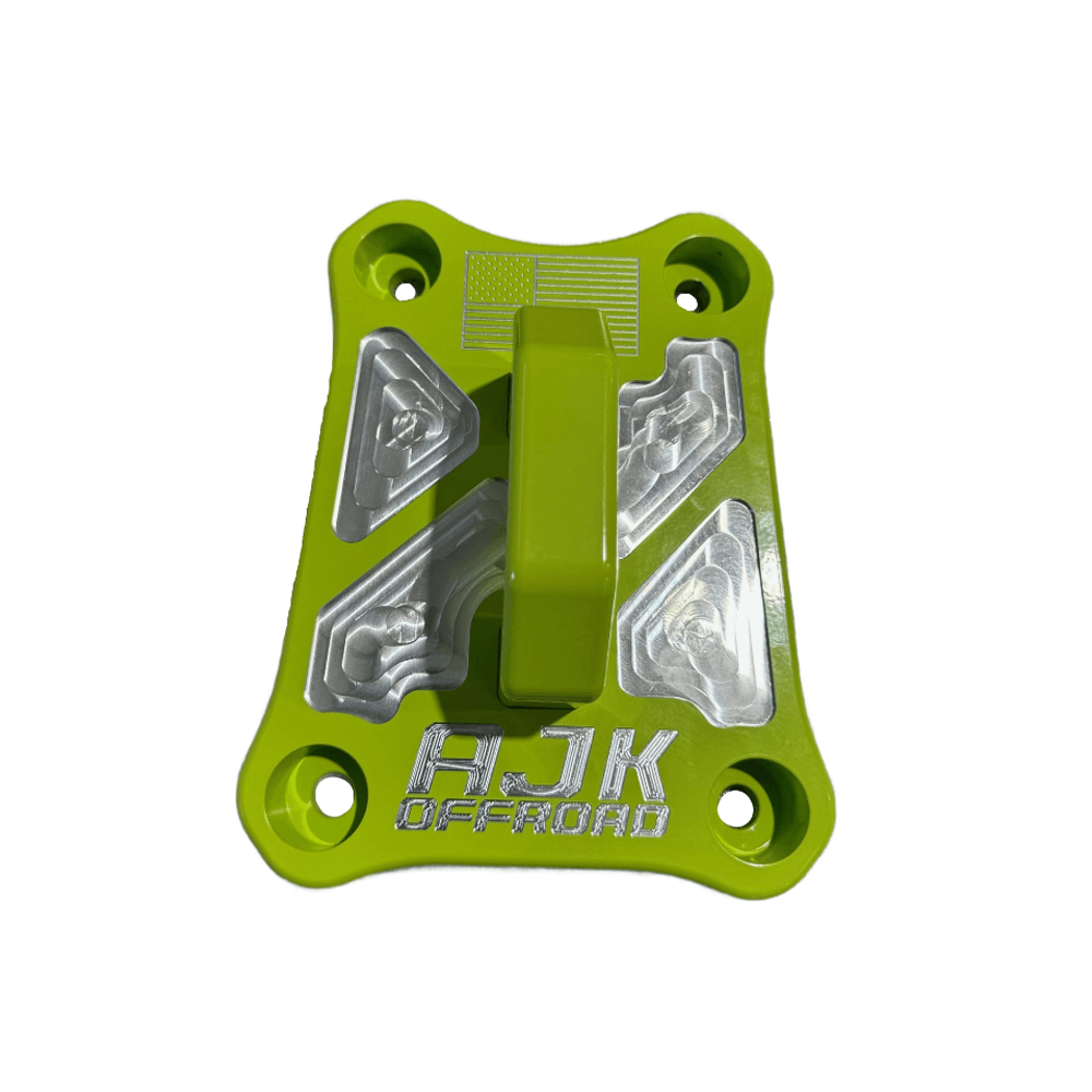 Polaris Pro R / Turbo R Billet Radius Rod Plate / Pull Plate  AJK Offroad Pull Plate in Lifted Lime
