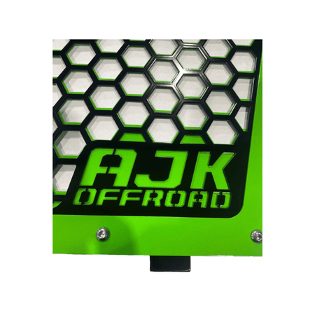 Kawasaki KRX Front Grill by AJK Offroad in Green Close Up