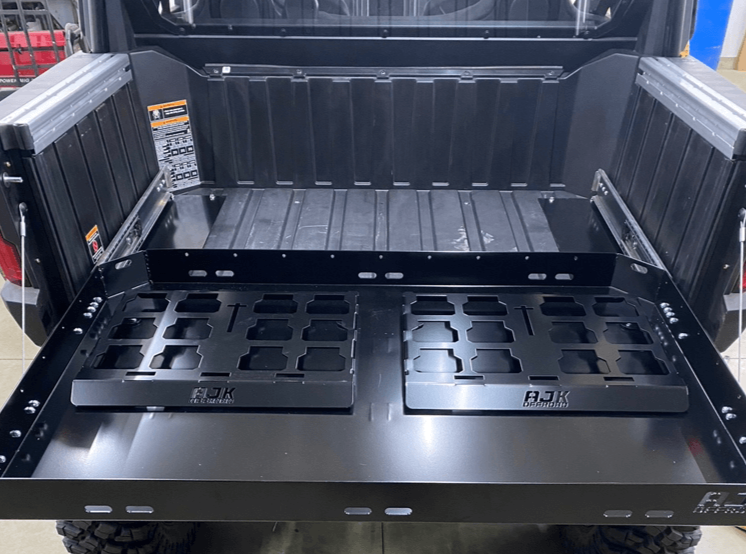Polaris Xpedition Bed Drawer by AJK Offroad Pulled Out with Accessories