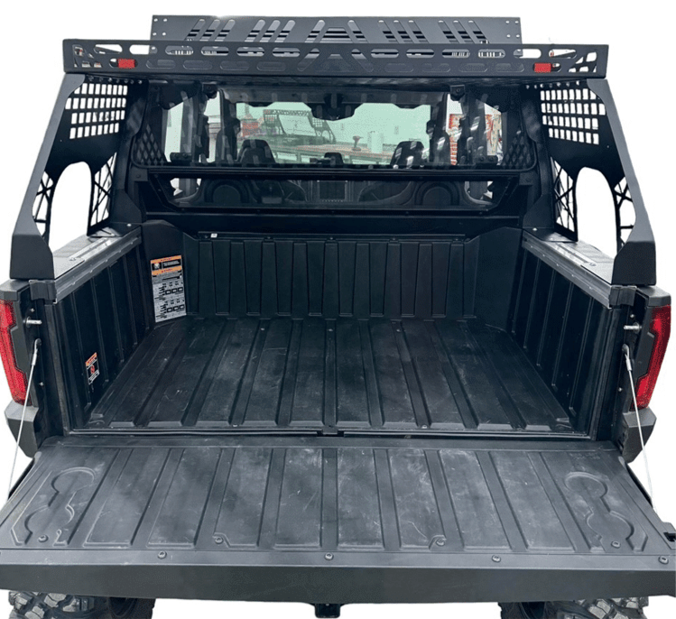 Polaris Xpedition Headache Rack 3/4 Rack  by AJK Offroad Back View with Open Bed