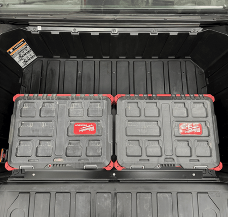 Polaris Xpedition Rear Packout Mount by AJK Offroad Birds Eye Top View of Two Flat Kits