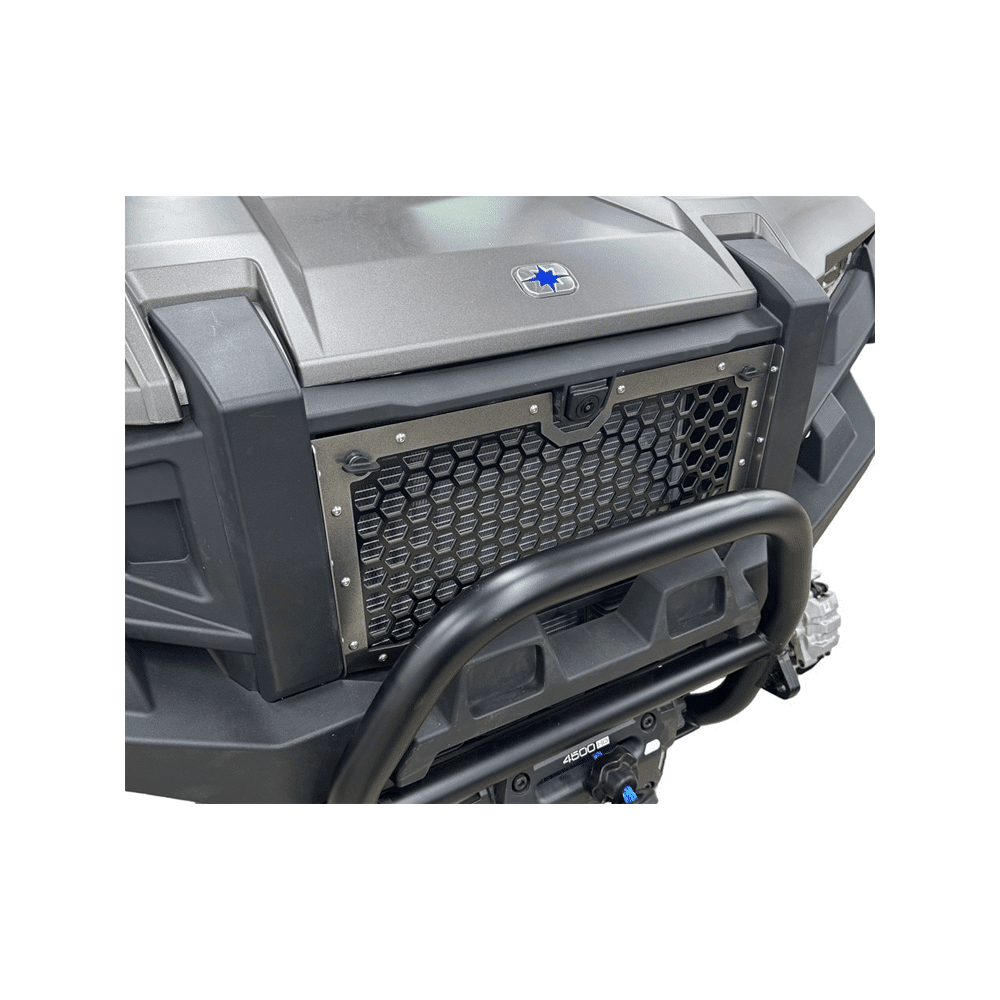 Polaris Xpedition Grill by AJK Offroad in Raw Aluminum Left Side View
