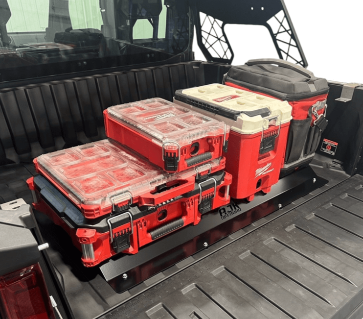 Polaris Ranger 1500XD Rear Packout Mount Installed with 5 Kits Including Cooler