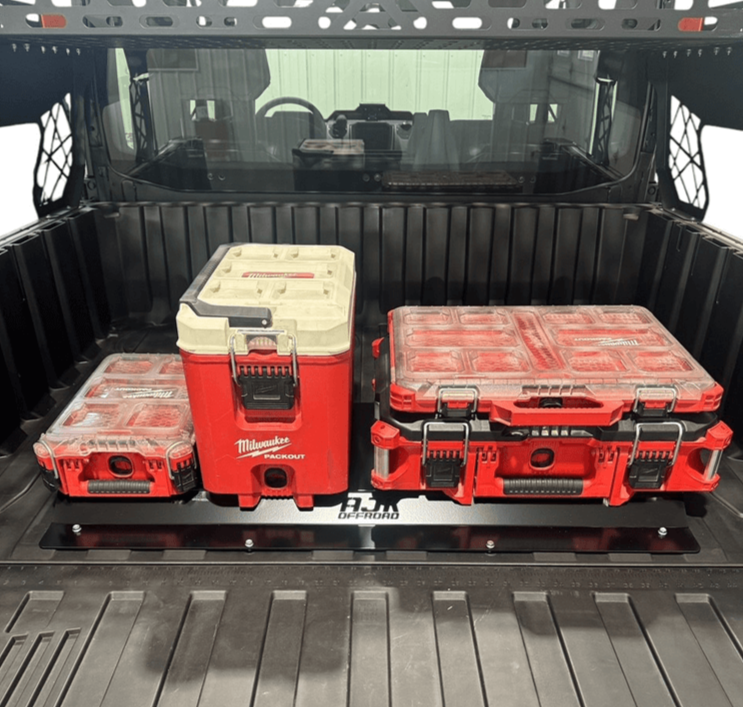 Polaris Ranger 1500XD Rear Packout Mount Installed with 3 Kits Including Cooler