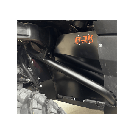 Polaris Xpedition Rear Mud Guards Installed Side View in Black