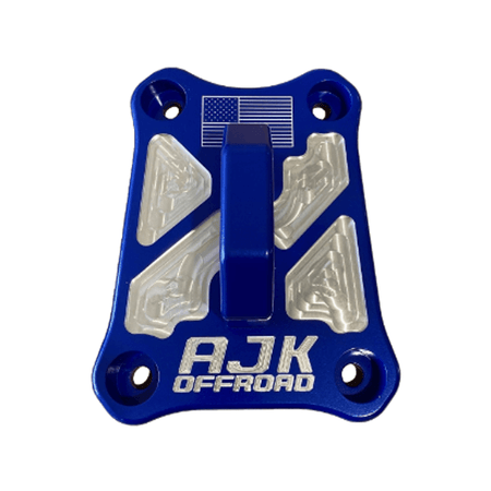 Polaris Pro R / Turbo R Billet Radius Rod Plate / Pull Plate by AJK Offroad Close Up of Pull Plate in Blue