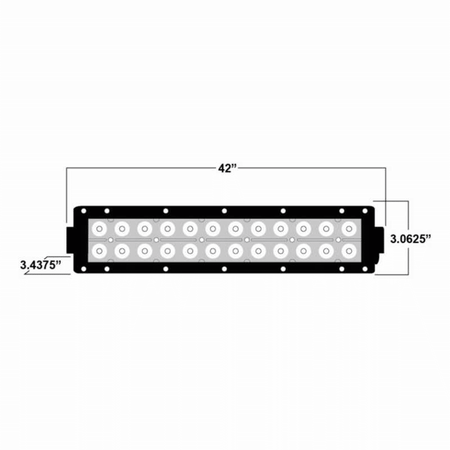 Dual Row 42" Light Bar by AJK Offroad Breakdown of Dimensions Diagram