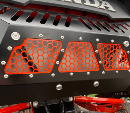Honda Talon Exhaust Cover by AJK Offroad in Black Close Up Left Side Front View