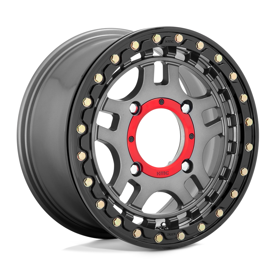 KMC Powersports Recon UTV Beadlock (KS240) — Gun Metal w/ Gloss Black Ring