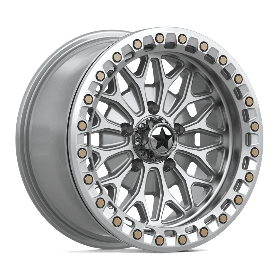 MSA Offroad Wheels Bolo UTV Beadlock (MA53) — Gloss Silver w/ Machined Face