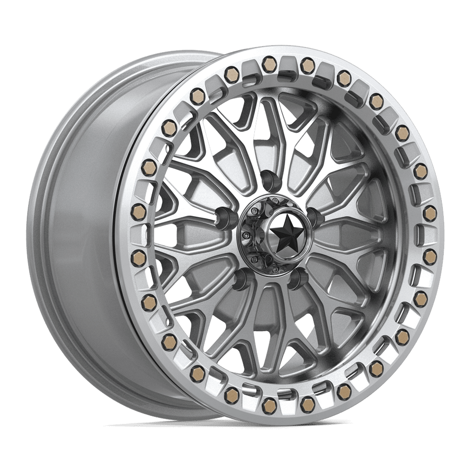 MSA Offroad Wheels Bolo UTV Beadlock (MA53) — Gloss Silver w/ Machined Face