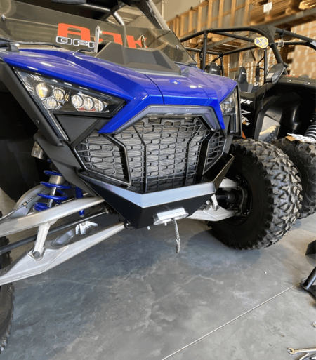 Polaris Pro R Front Bumper  Powder Black Left Angle View AJK Offroad