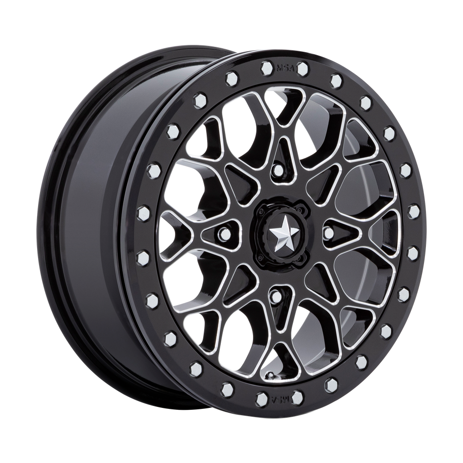 MSA Offroad Wheels Portal UTV Beadlock (M48) — Gloss Black Milled w/ Gb Ring