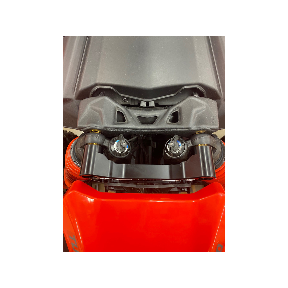 Can-Am Maverick X3 Billet Aluminum Shock Tower Brace by AJK Offroad Installed on Red Can-Am Top Down View
